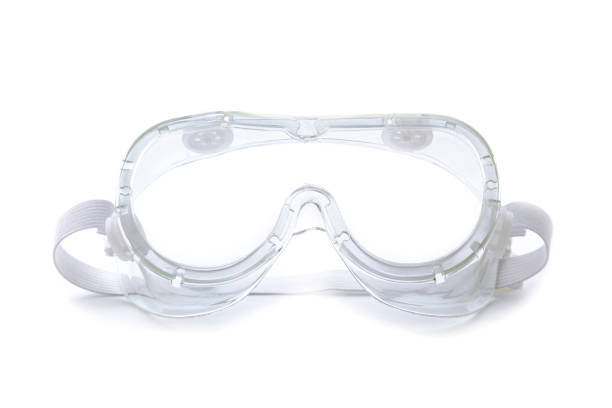 Safety glasses isolated on white background stock photo