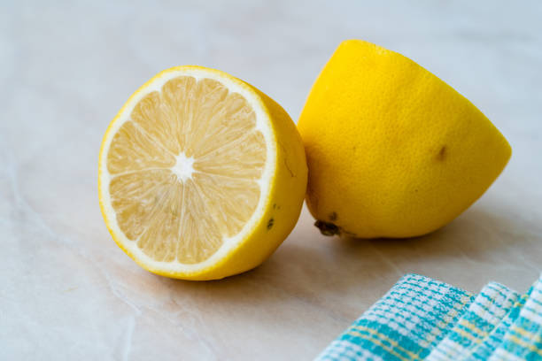 Korean Fruit Yuzu for Yuja Tea also Japanese Citron Half Cut. Healthy Organic Food.
