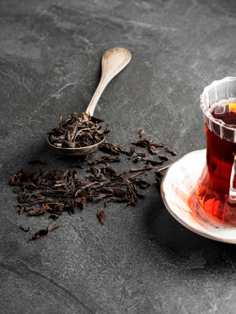 istock Black tea leaves, Black tea leaves and black tea, Turkish tea, 1279797594
