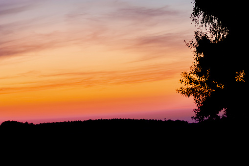 Sunset over Polish countryside - Choczewo, Pomerania, Poland