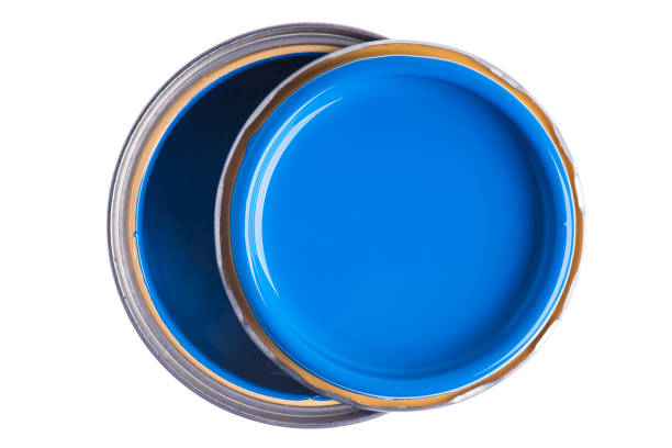 istock Round Shape Paint Tin  with Blue Color on White 1279800834