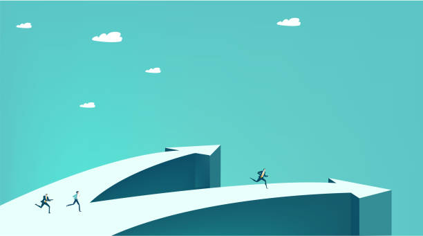 istock Businessman running towards success. Competitive environment, business life, winning concept 1279802743