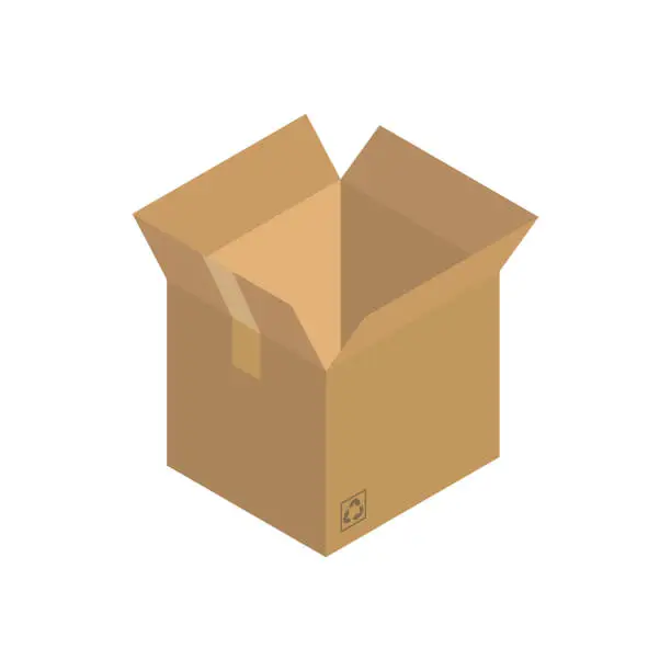 Vector illustration of Isometric parcel icon.Packing box vector illustration isolated on white background.