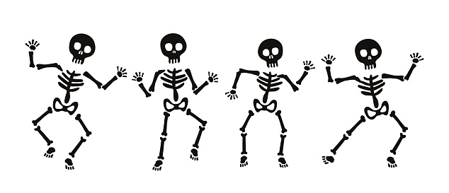 Set of skeleton for Halloween. Silhouette set. Vector