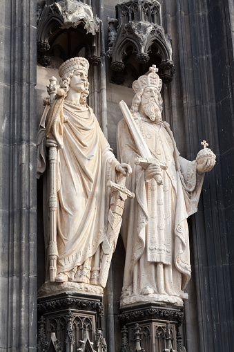 Statues at facade of medieval Cologne cathedral