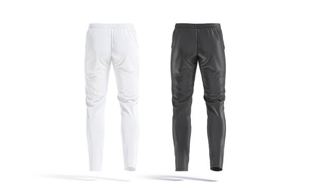 istock Blank black and white sport pants mockup, back view 1279806839