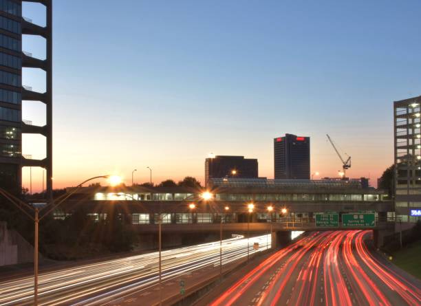 istock Atlanta highway with traffic lighttrails during Sunset 1279811689