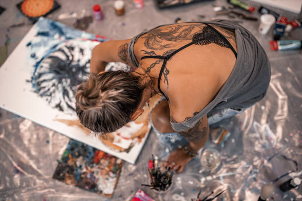 istock A painter working on a new work of art in her art studio 1279812403