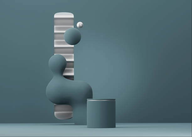 istock 3D background, cosmetic podium, display mockup. Ball levitating. dark blue, and silver pastel pedestal. Minimal abstract geometric, studio layout for beauty Makeup product. Branding, empty 3D render 1279812599
