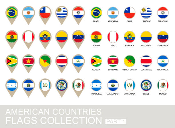 kolekcja flag amerykańskich krajów, część 1 - mexico argentina stock illustrations