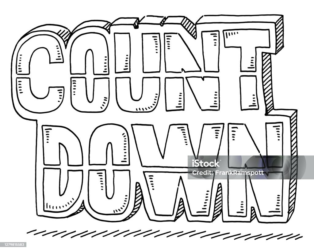 Countdown Fancy Writing Countdown Text Drawing Stock Illustration - Download Image Now - Black ...