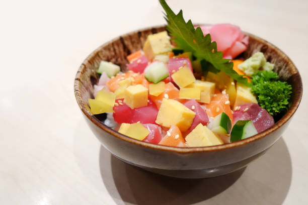 istock Japanese raw cube  fish rice bowl donburi 1279815987
