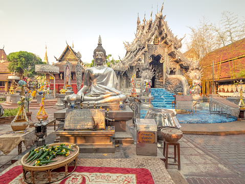 Chiang Mai, Thailand - Mar 17, 2019: Wat Sri Suphan is also known as the Silver Temple because of its impressive hand crafted silver decoration.