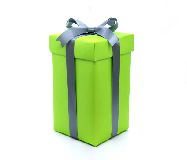 istock Green gift box with ribbon isolated on white background 1279816369