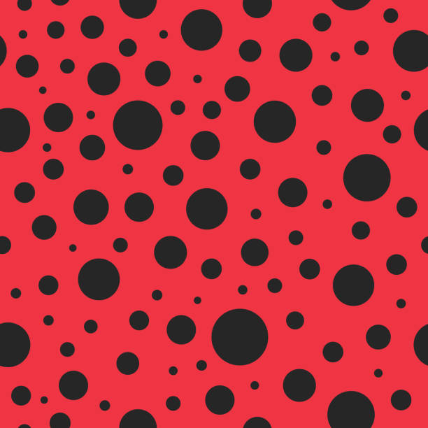 ilustrações de stock, clip art, desenhos animados e ícones de pattern seamless with ladybug. red background with black polkadot for lady. texture for modern fashion of cloth. art for wallpaper, scrapbook, textile, decor. pattern of ladybird for wrapping. vector - ladybug