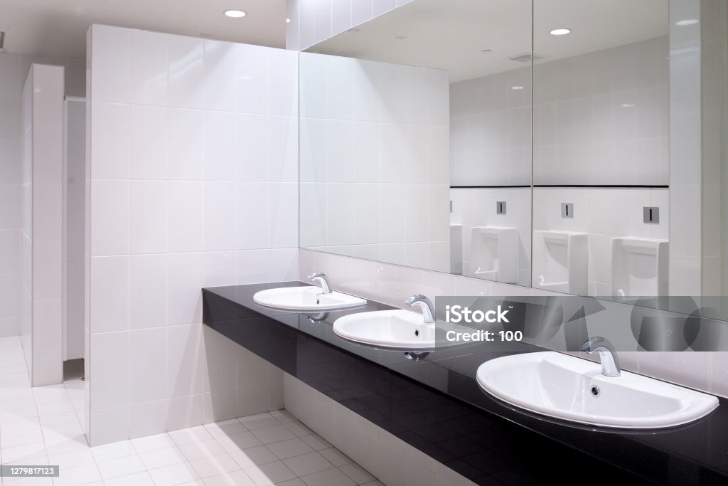 Perspective of men restroom Toilet Stock Photo