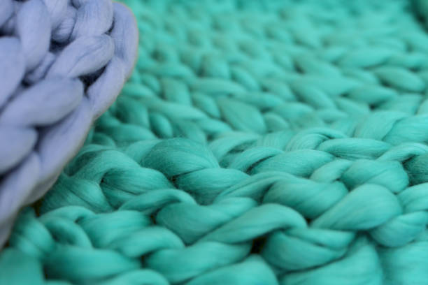 Merino wool handmade knitted large blanket