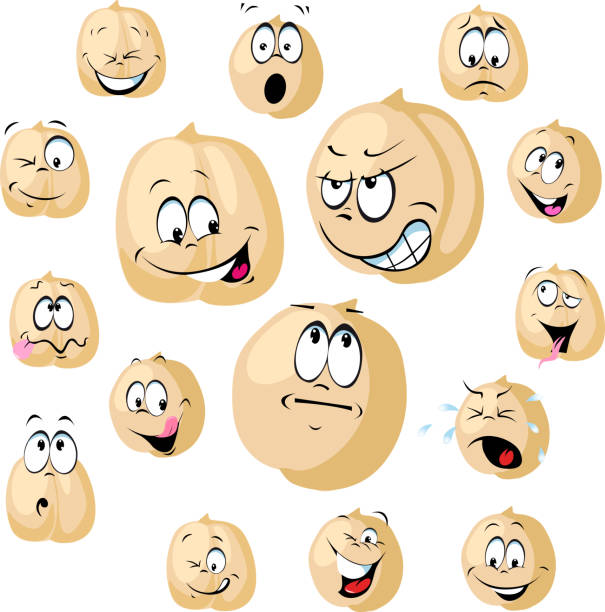 Chickpea Seeds Cartoon Vector Funny Illustration with many Facial Expressions vector art illustration