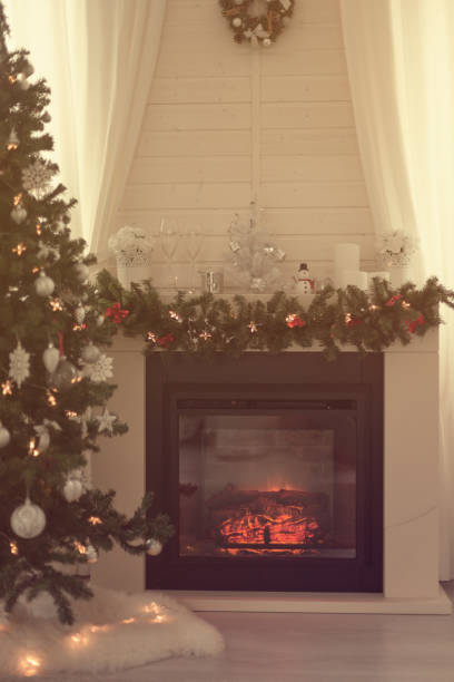istock Fireplace decorated for Christmas holidays 1279818730