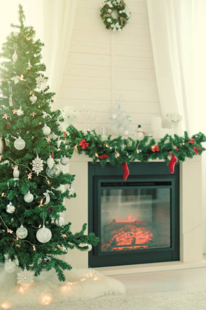 istock Fireplace decorated for Christmas holidays 1279819492