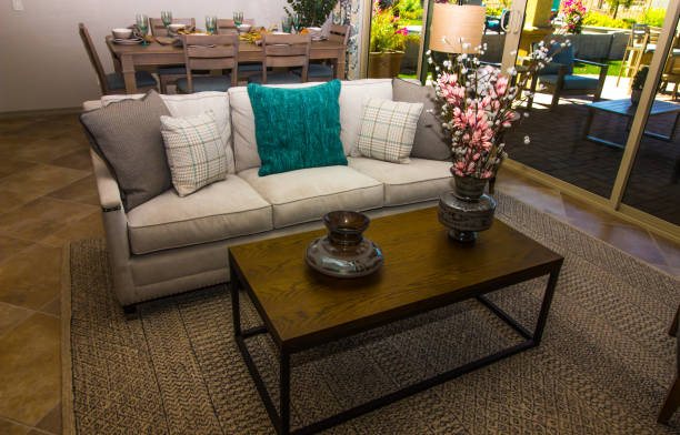 istock Family Room With Coffee Table And Couch With Pillows 1279820120