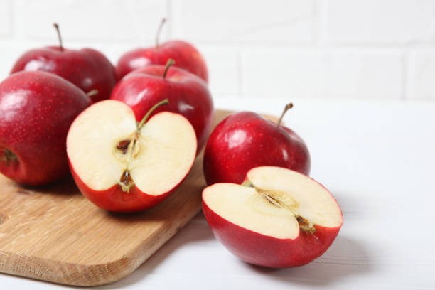 istock ripe juicy red apples on the table. 1279822231