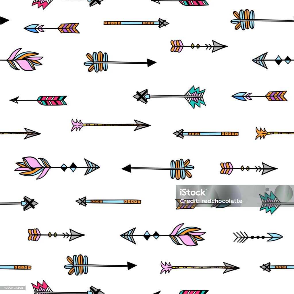 Arrow Pattern Names Arrow Seamless Pattern Tribal Vector Background With Arrows On White ...