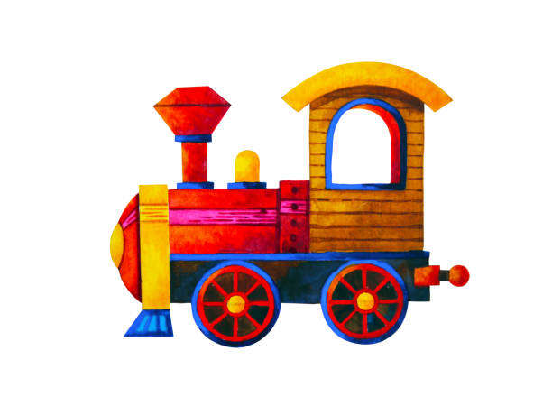 istock red train retro cartoon watercolor painting illustration design 1279824519