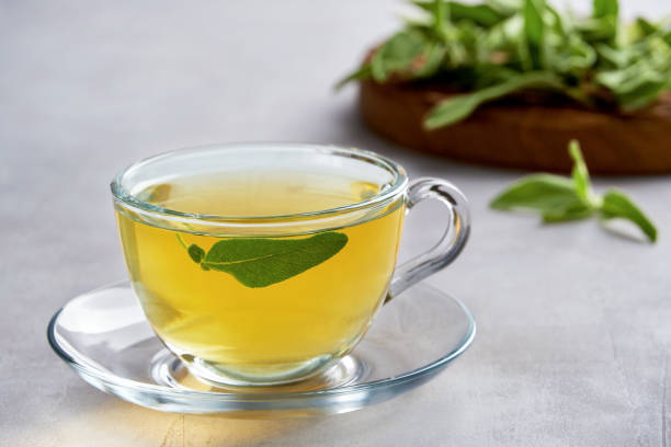 istock Fresh natural sage herbal tea in glass cup 1279824776