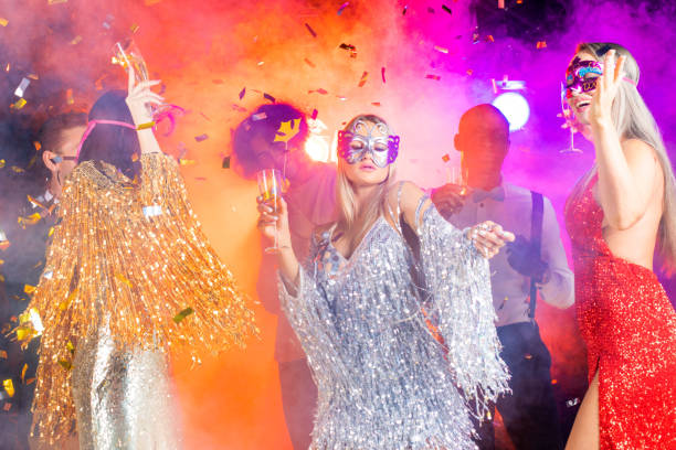 istock People dance at retro style party 1279827375