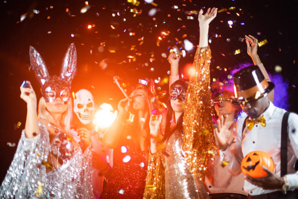 istock People dancing on Halloween party 1279827399