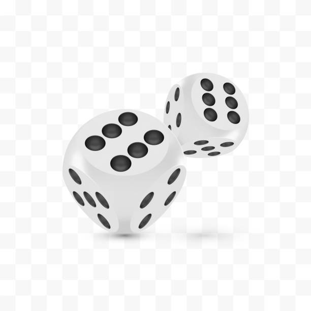 sok szerencsét díj craps koncepció, fényes reális metál két gördülő lógó dices - dobókocka témájú stock illusztrációk