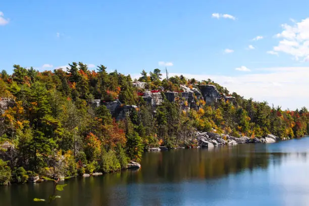 Photo of Beautiful Fall Colors at Lake Minnewaska in Upstate New York - unique rick formations