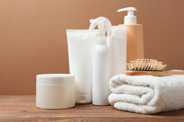 istock hair care products and a comb on the table. 1279832467