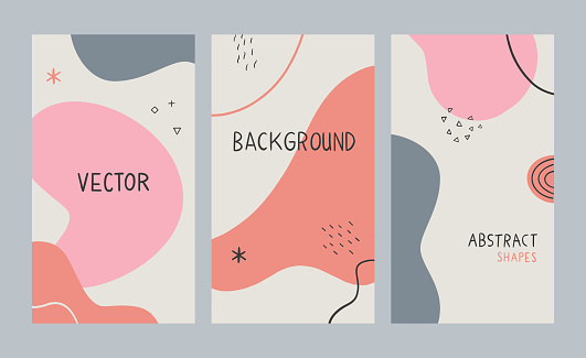 Set of vector design templates with hand drawn abstract shapes and copy space — layouts for banners, flyers, brochures, social media, packaging