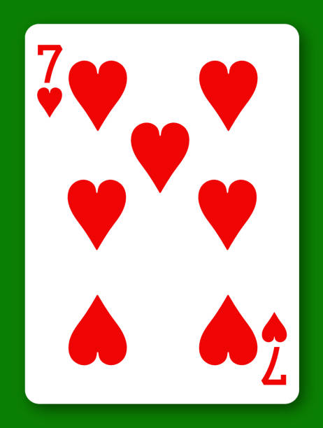 7 Seven of Hearts playing card with clipping path to remove background and shadow A 7 Seven of Hearts playing card with clipping path to remove background and shadow hearts playing card stock illustrations