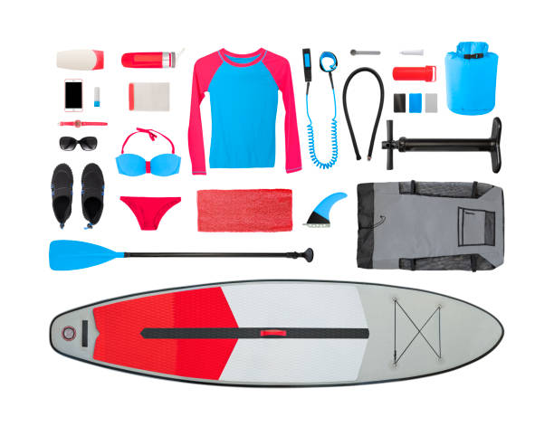 stand up paddle board e accessori - nautical vessel inflatable isolated empty foto e immagini stock