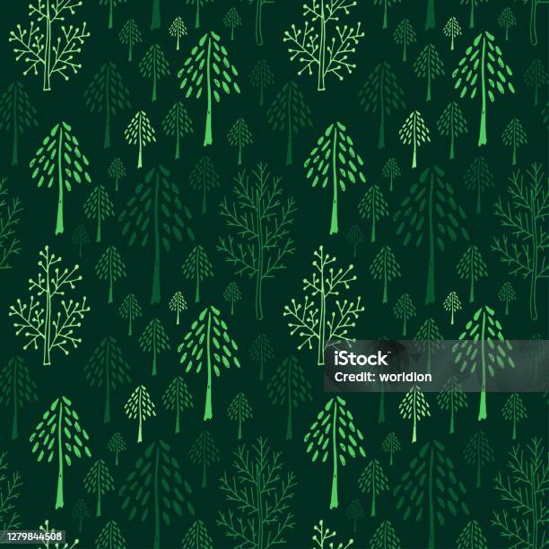 Tree Repeat Pattern Trees Seamless Pattern Textile Design Modern Repeating Pattern Stock ...