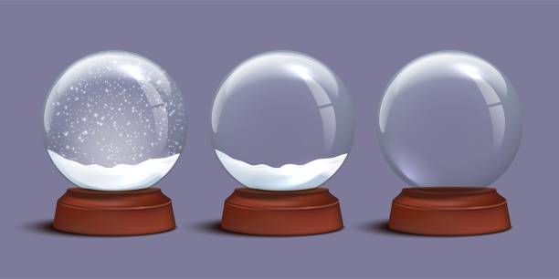 istock Snow globe templates. Empty glass snow globe and snow globes with snow on violet background. Vector Christmas and New Year design elements. 1279846470
