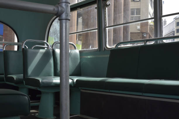interior view of old bus of Italian origin