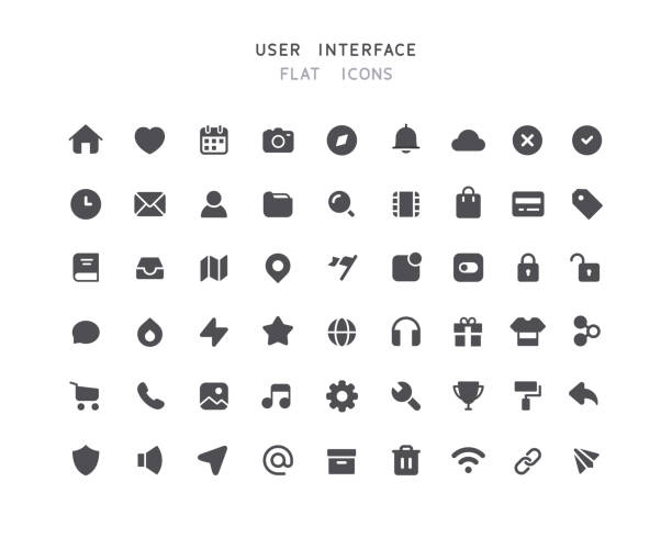 54 Big Collection Of Web User Interface Flat Icons 54 Big collection of web user interface flat vector icons. vector icon set stock illustrations