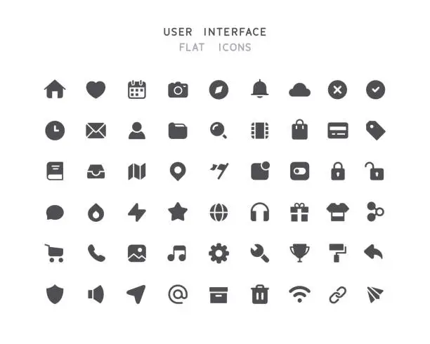 Vector illustration of 54 Big Collection Of Web User Interface Flat Icons