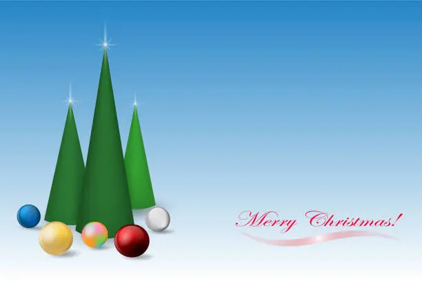 Vector illustration of 3D Christmas trees abd balls