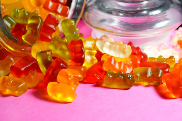 istock Glass bowl with tasty bright jelly bears 1279853838
