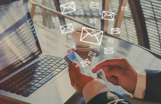 email marketing concept, sending e-mail or newsletter