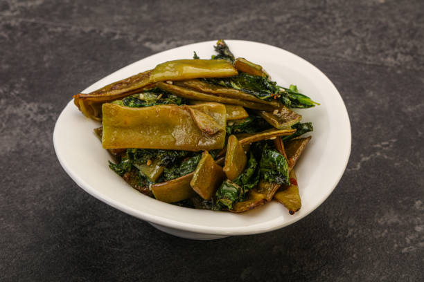 istock Vagan cuisine with roasted green bean 1279855366