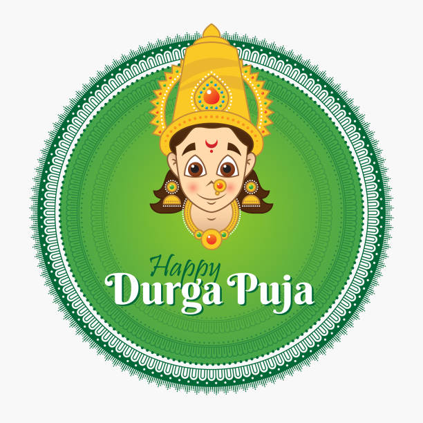 Happy Smiling Cute Baby Goddess Durga Face Cartoon Drawing Style Artwork  With Navratri Durga Puja Wishes Vector Graphics Illustration Stock  Illustration - Download Image Now - iStock