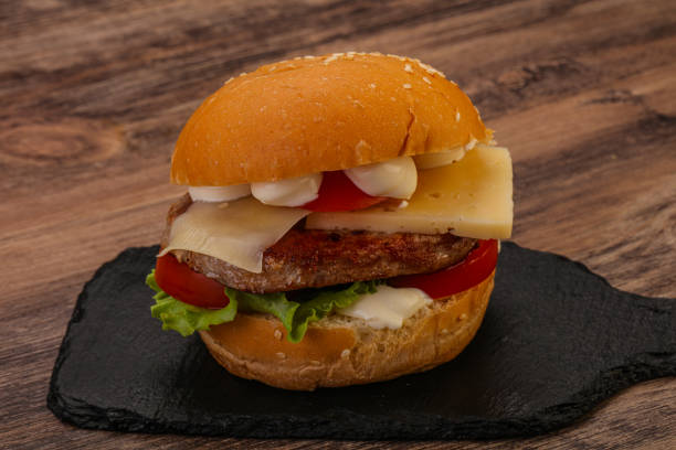 istock Delicous burger with tuna fish 1279857475