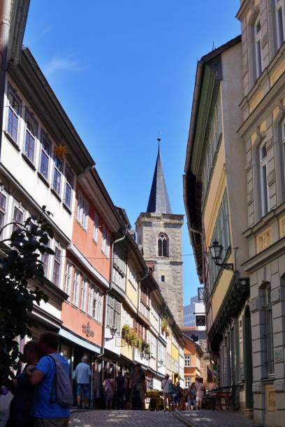 erfurt centro storico - krämerbrücke - krämerbrücke foto e immagini stock