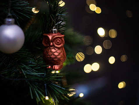 Close up on Christmas tree decorations